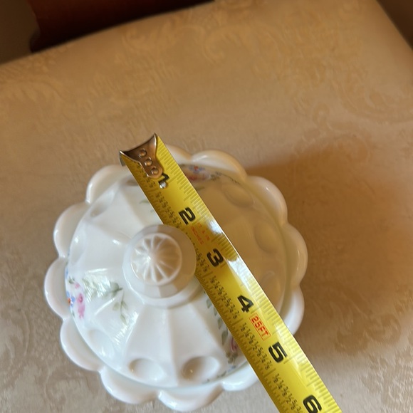 Vintage Westmoreland Coin Dot milk glass candy jar, sugar dish hand painted - Picture 10 of 10